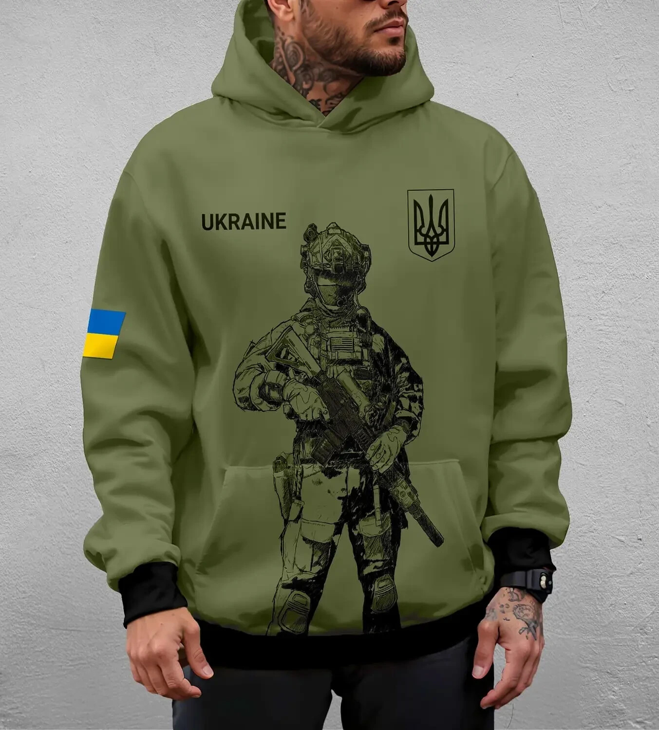 Ukrainian Sports suit Soldier, for Man, patriotic, “Hit”, hoodie + pants💛💙