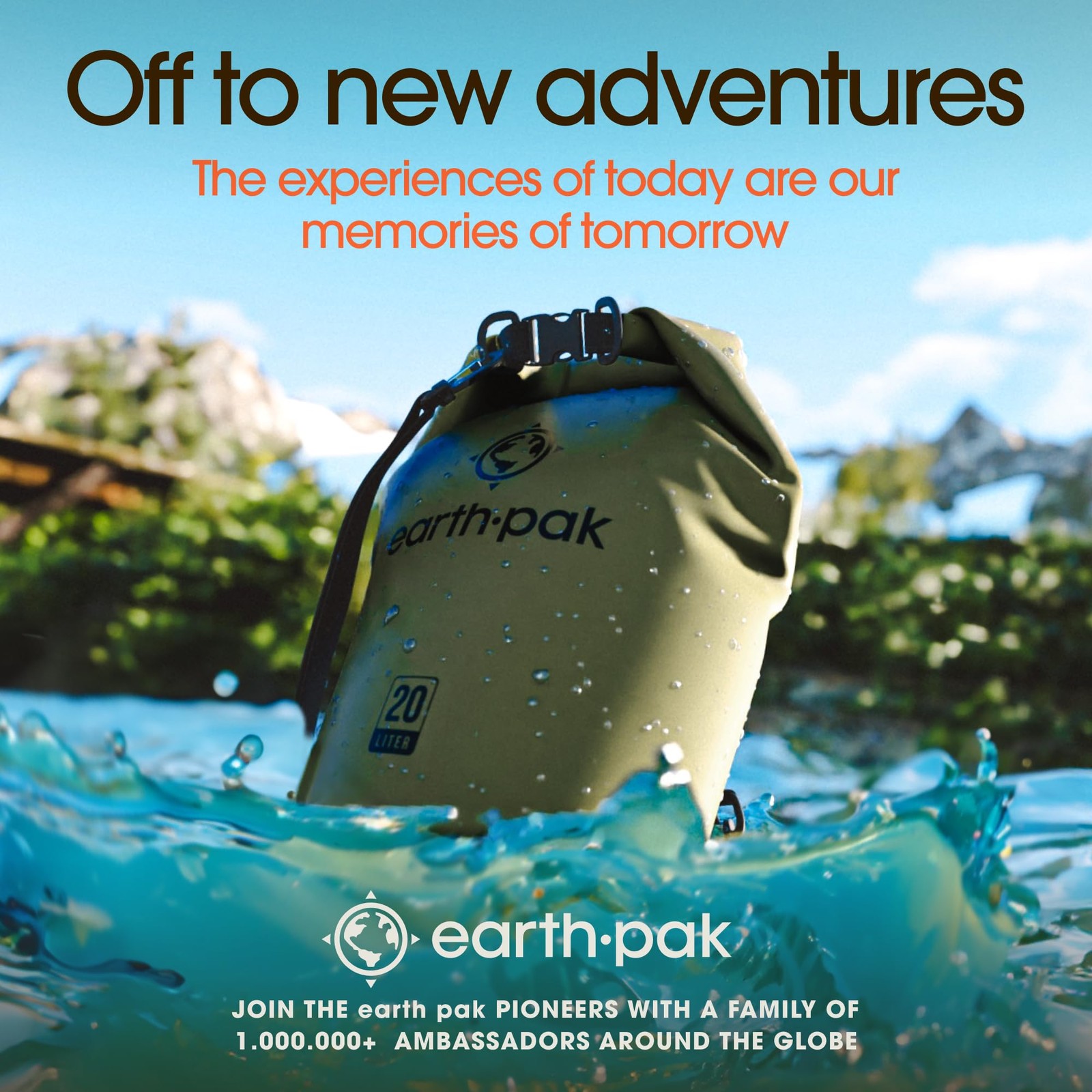 Earth Pak Waterproof Dry Bag – Roll Top Backpack Sack 20L, Black