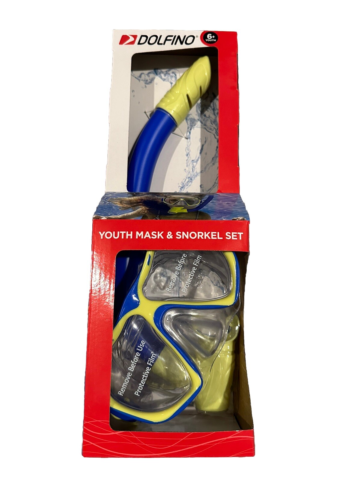Dolfino Youth Mask and Snorkel 2 Piece Set for Children Blue/Yellow NEW