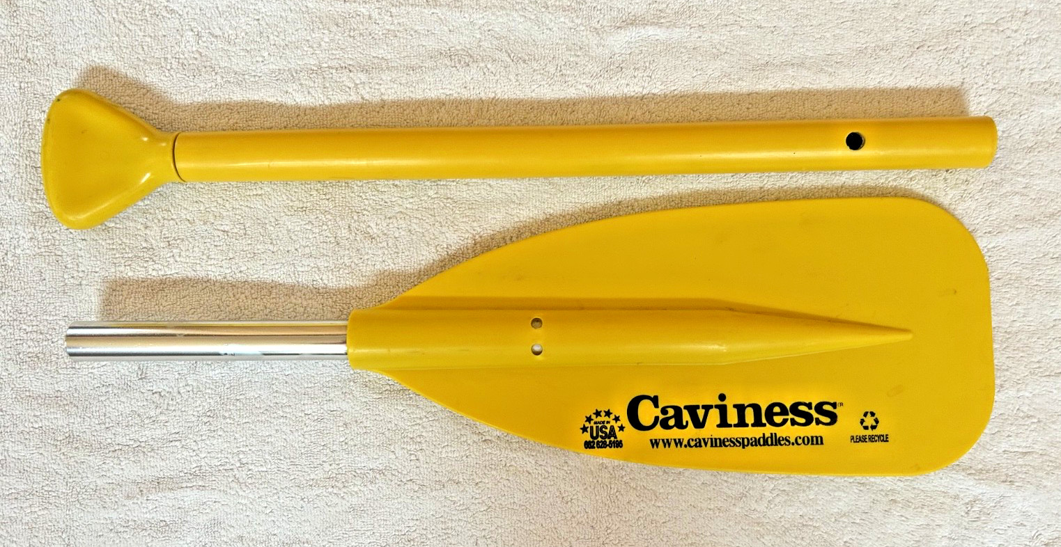 Caviness 34″ boat/canoe/kayak paddle heavy duty pastic yellow, used, Made in USA
