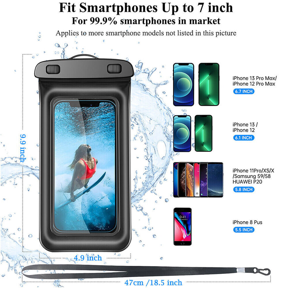 Universal Waterproof Cell Phone Pouch Floatable Underwater Case Dry Bag Landyard
