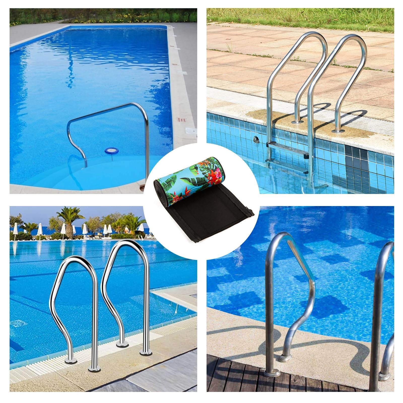 4ft Neoprene Pool Handrail Cover with Zipper | Slip Resistant Grip