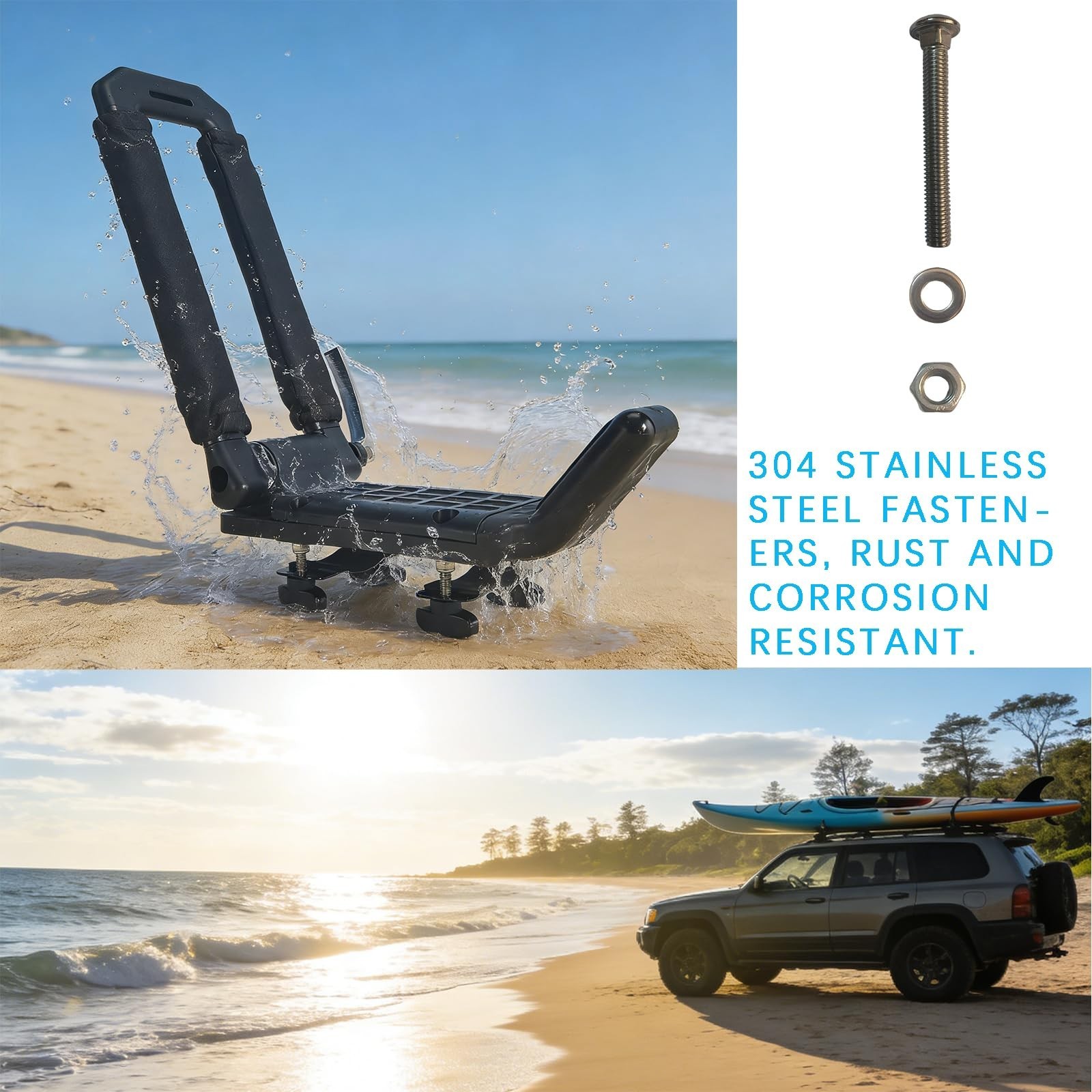 Folding Kayak Rack, Low Profile, SUV/Truck, Alum, Tool-Free Lock, 100lbs | Lo…
