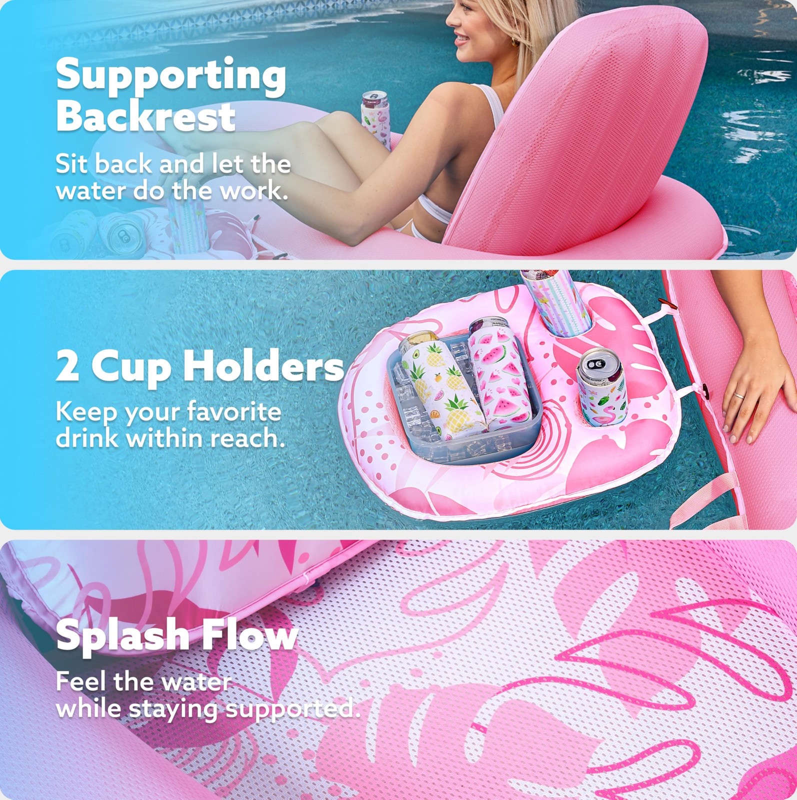 SLOOSH Pool Floats Lounger Adult, Fabric Pool Floaties Lounge Convertible 2-i…