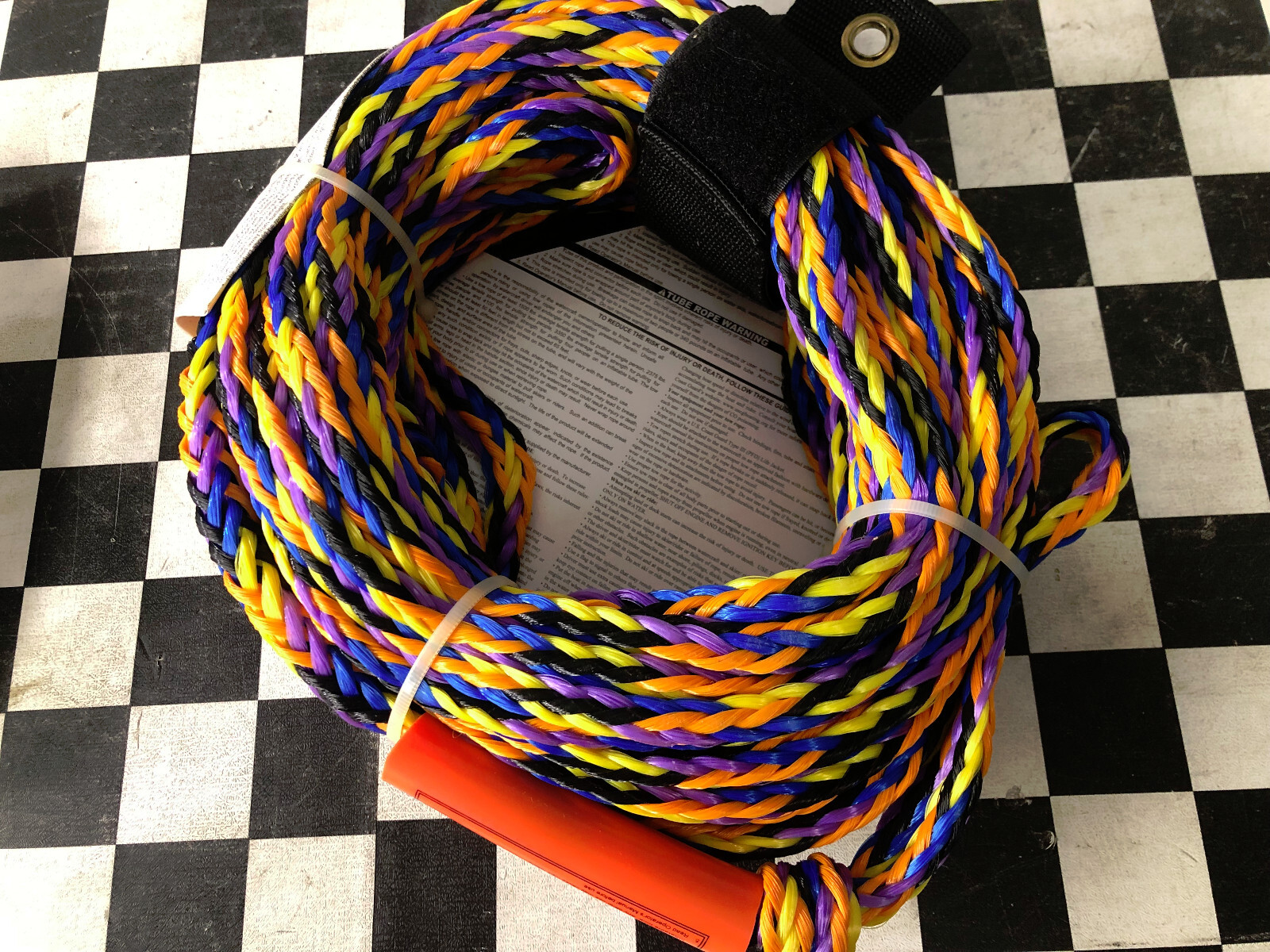 Slippery 60 ft. MultiColor Inflatable Water Tube Boat Tow Rope for 1 & 2 Riders