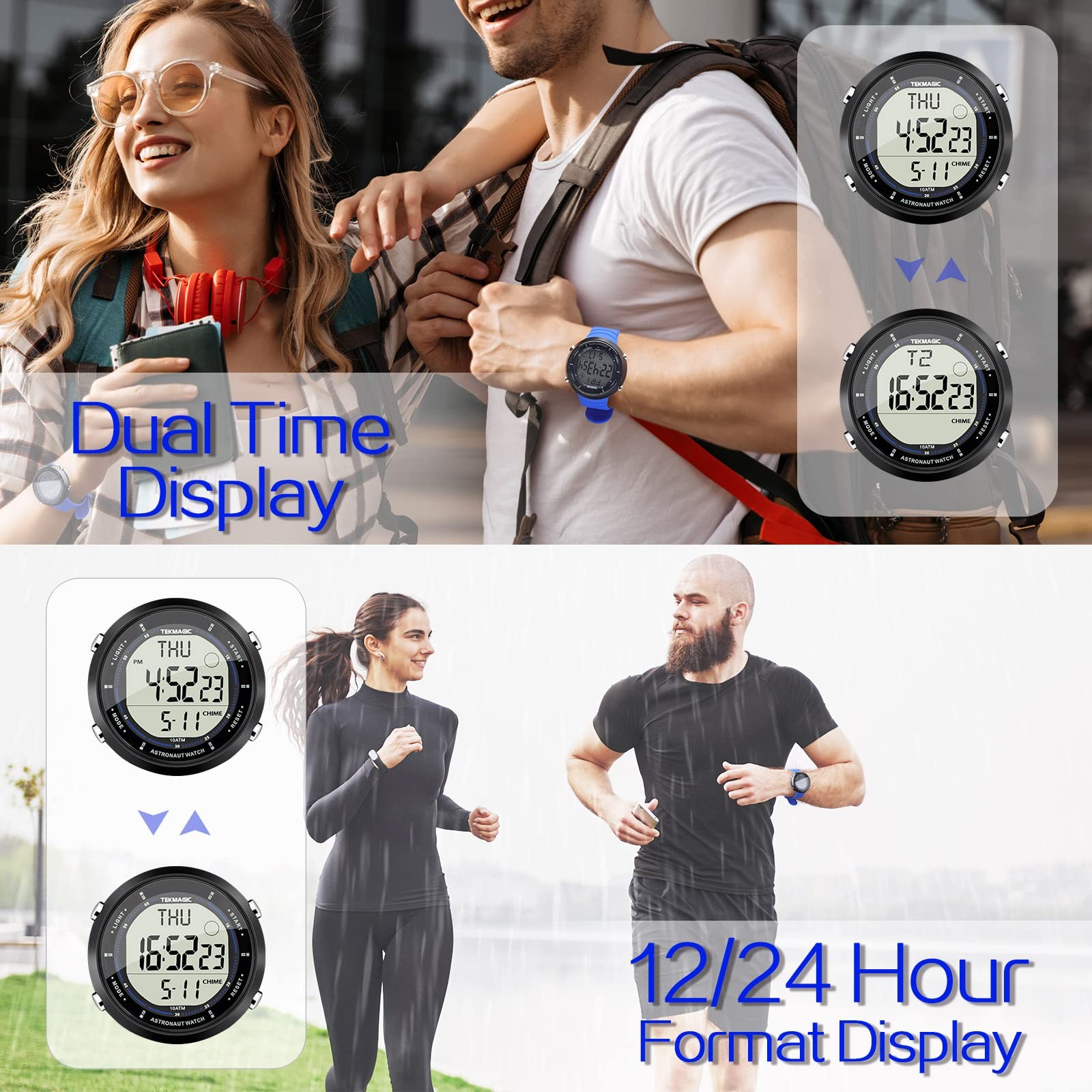 10 ATM Water Resistant Sports Watch for Swimming and Diving, with Functions of S