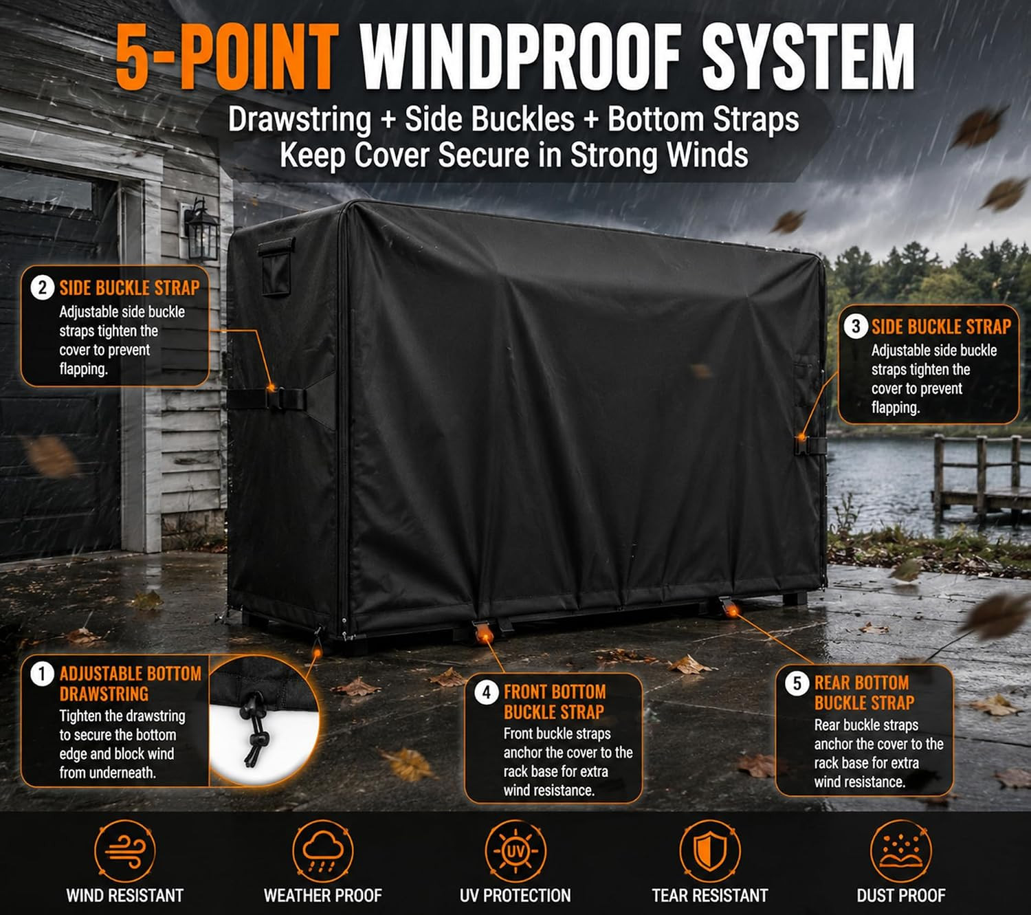 Heavy Duty Kayak Rack Cover 12.7Ft – Waterproof Dustproof UV Protective