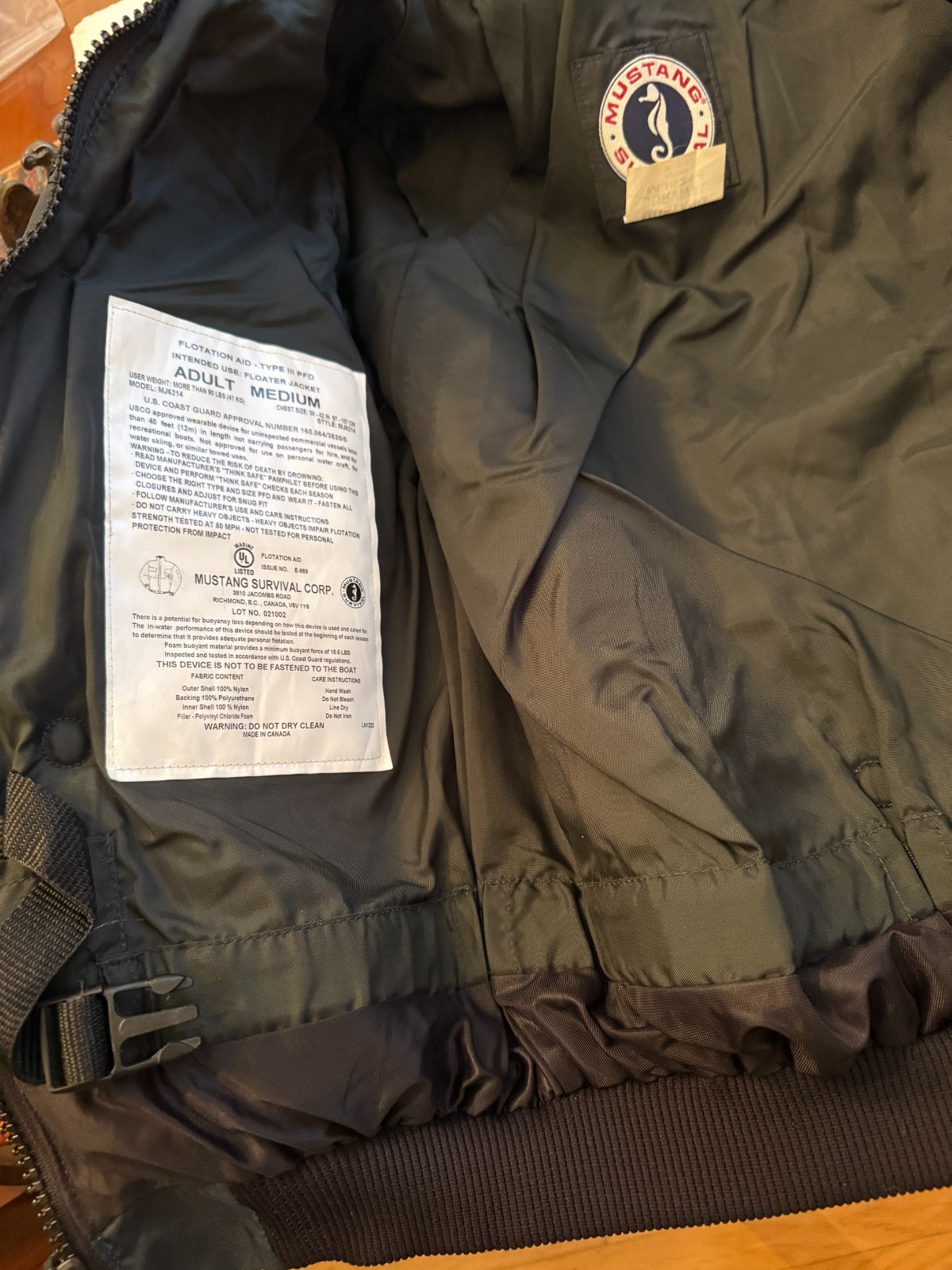 Mustang Survival MJ6214 Floater Navy Reflective Jacket Type III PFD – MEDIUM