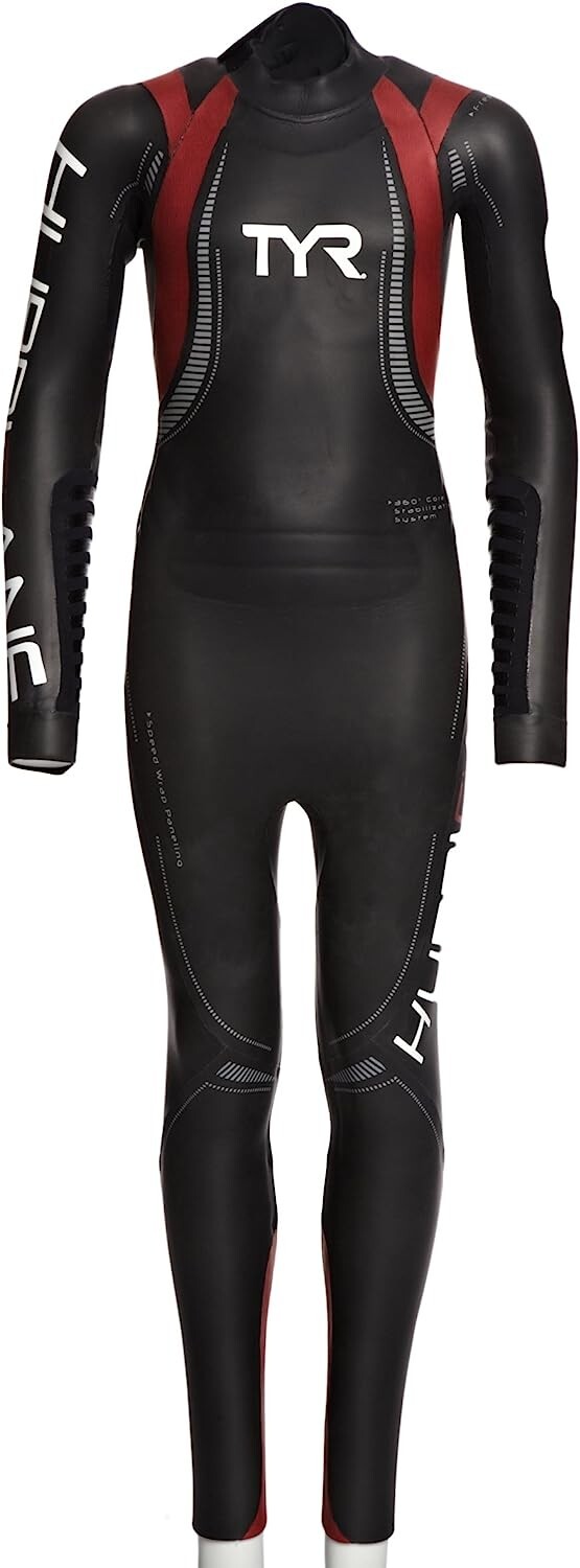 NWT TYR Hurricane Category 5 Womens Wetsuit Black Red Long Sleeve S HURCVF6A