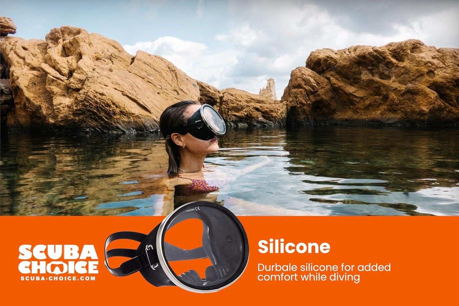 Scuba Diving Mask, Oval Tempered Glass Snorkel Mask with Comfortable Classic Rub