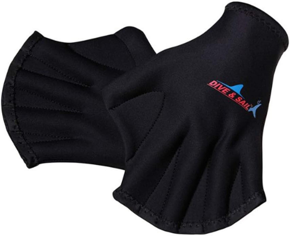 Swimming Aquatic Webbed Gloves Black Aqua Water Training Water Resistance Fit Aq