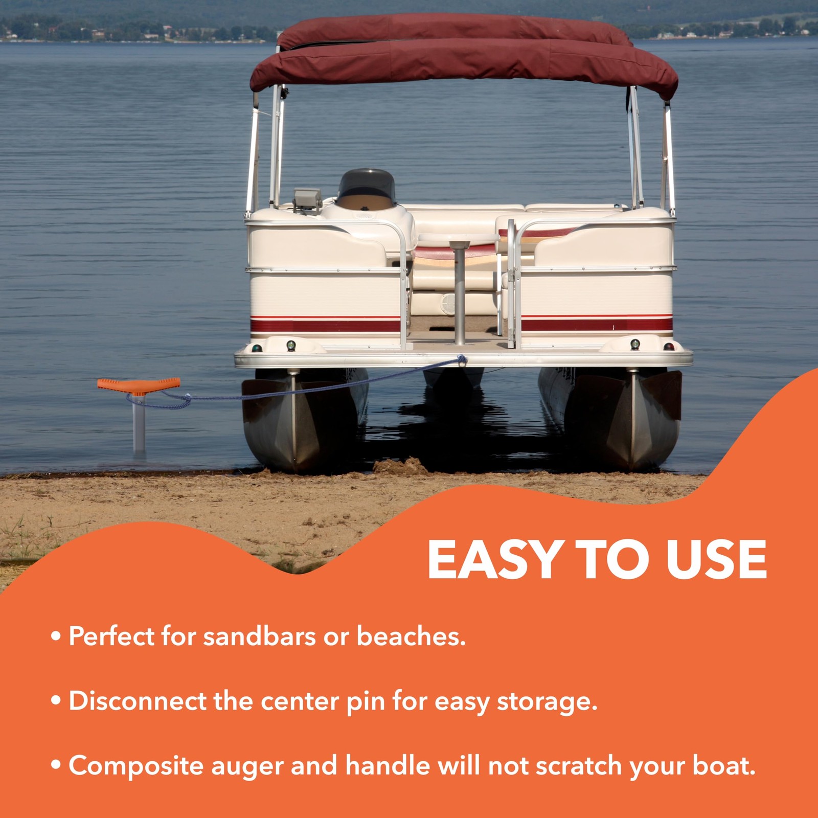 Sand Anchor for Boat, PWC, Pontoon – Aluminum Sandbar for Shallow Water – Keeps