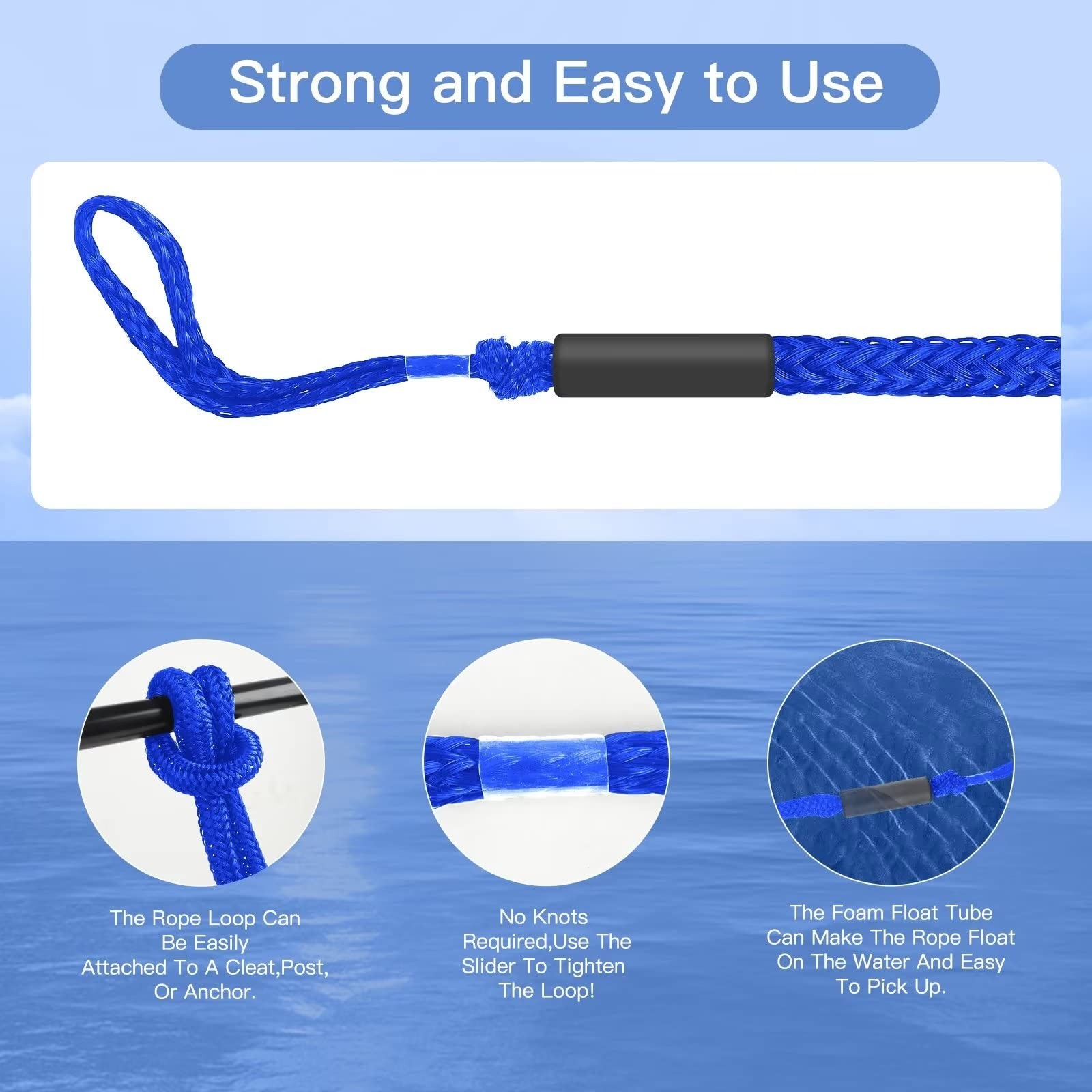 Boat Bungee Dock Lines,Jet Ski 4 feet stretches to 5 1/2 feet, 2 Pack Bue