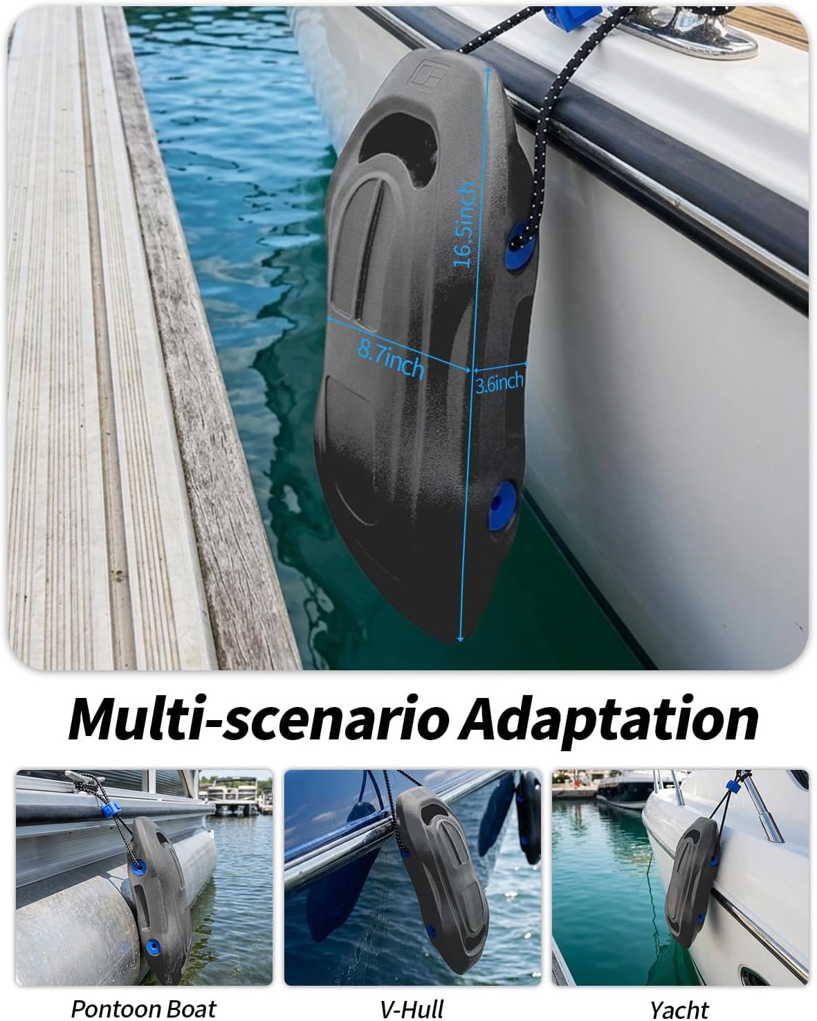OCEANBROAD EVA Boat Fenders, 17″ x 8″ Boat Bumpers for Docking, with Quick-Lo…