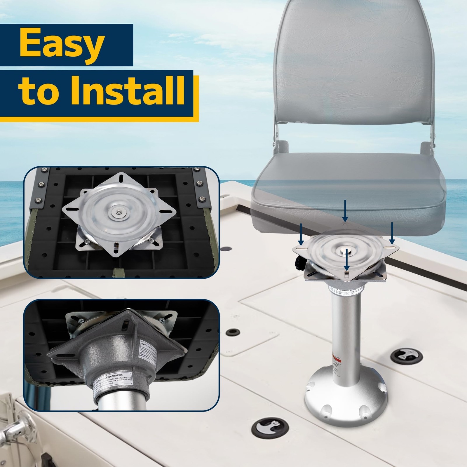 marinexplore Boat Seat Swivel,Stainless Steel Seat Swivel Mount Base for Bass…