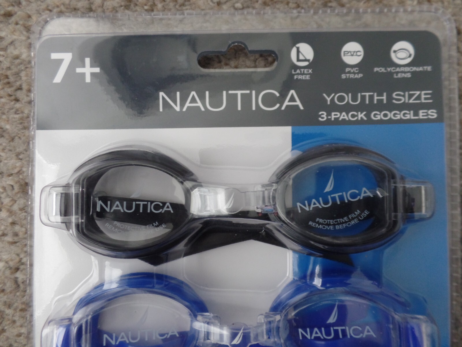 NAUTICA, SWIM GOOGLES, 3 PAIR PACK, NEW, 7+