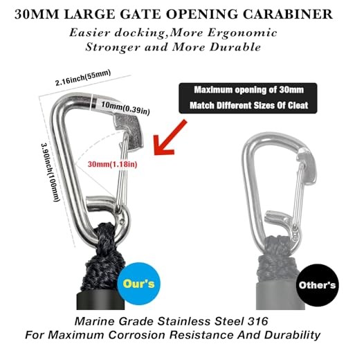 4FT Anchor Bungee Line Bigger 316 Stainless Clip Boat Bungee Dock 4Feet Black