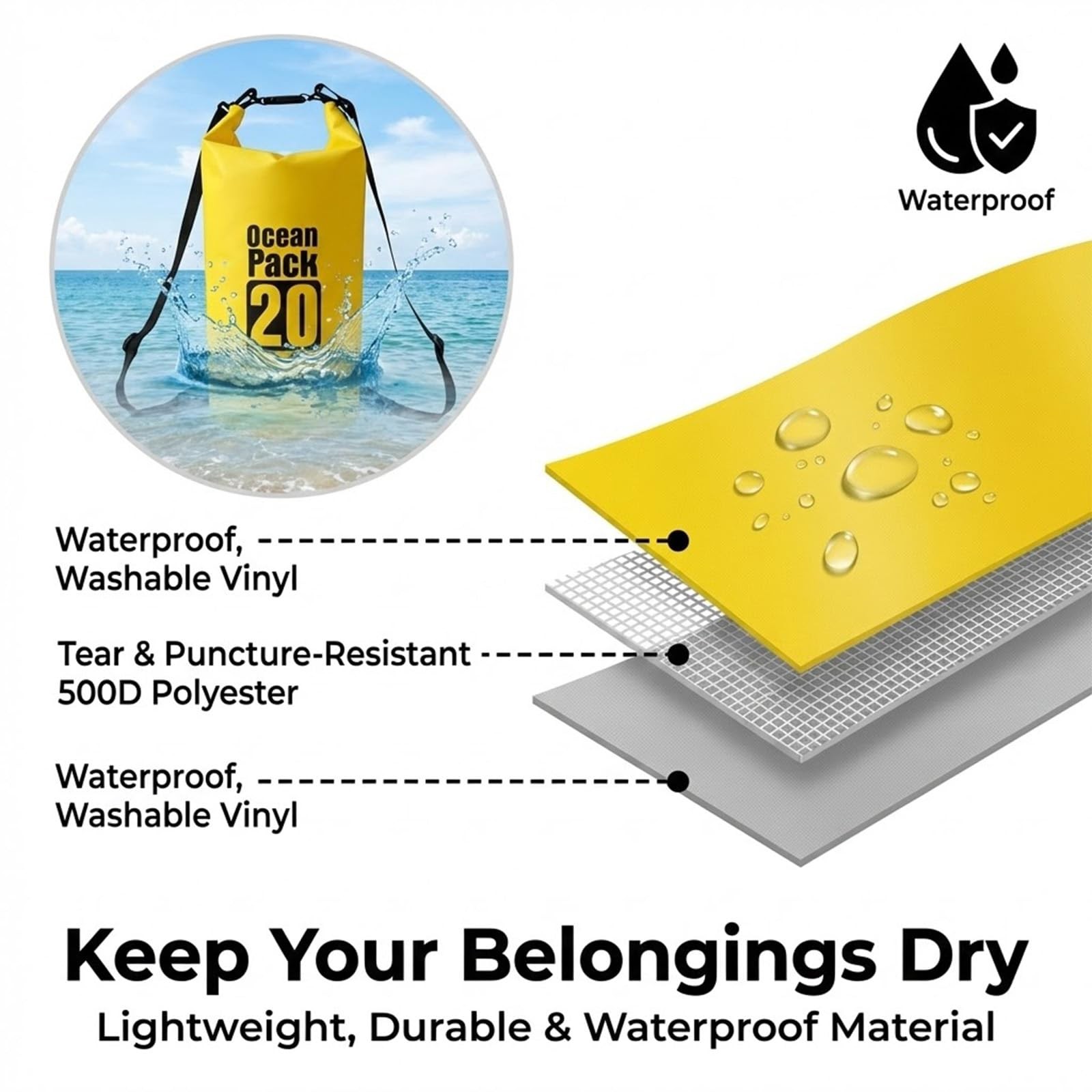 Floating Waterproof Dry Bag 5L/10L/15L/20L for women-Lightweight&Small waterp…