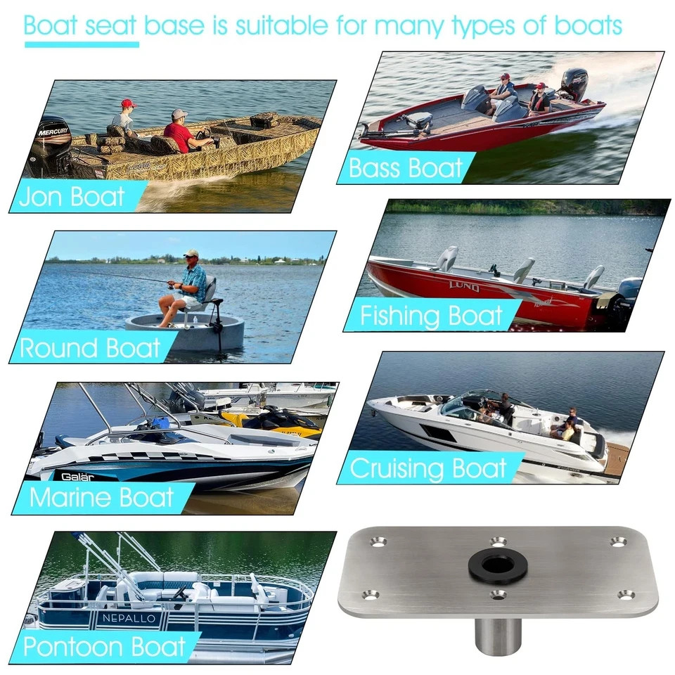 CLLOMAGY Boat Seat Base Mount 1pack 4×8 Stainless Steel, Metallic