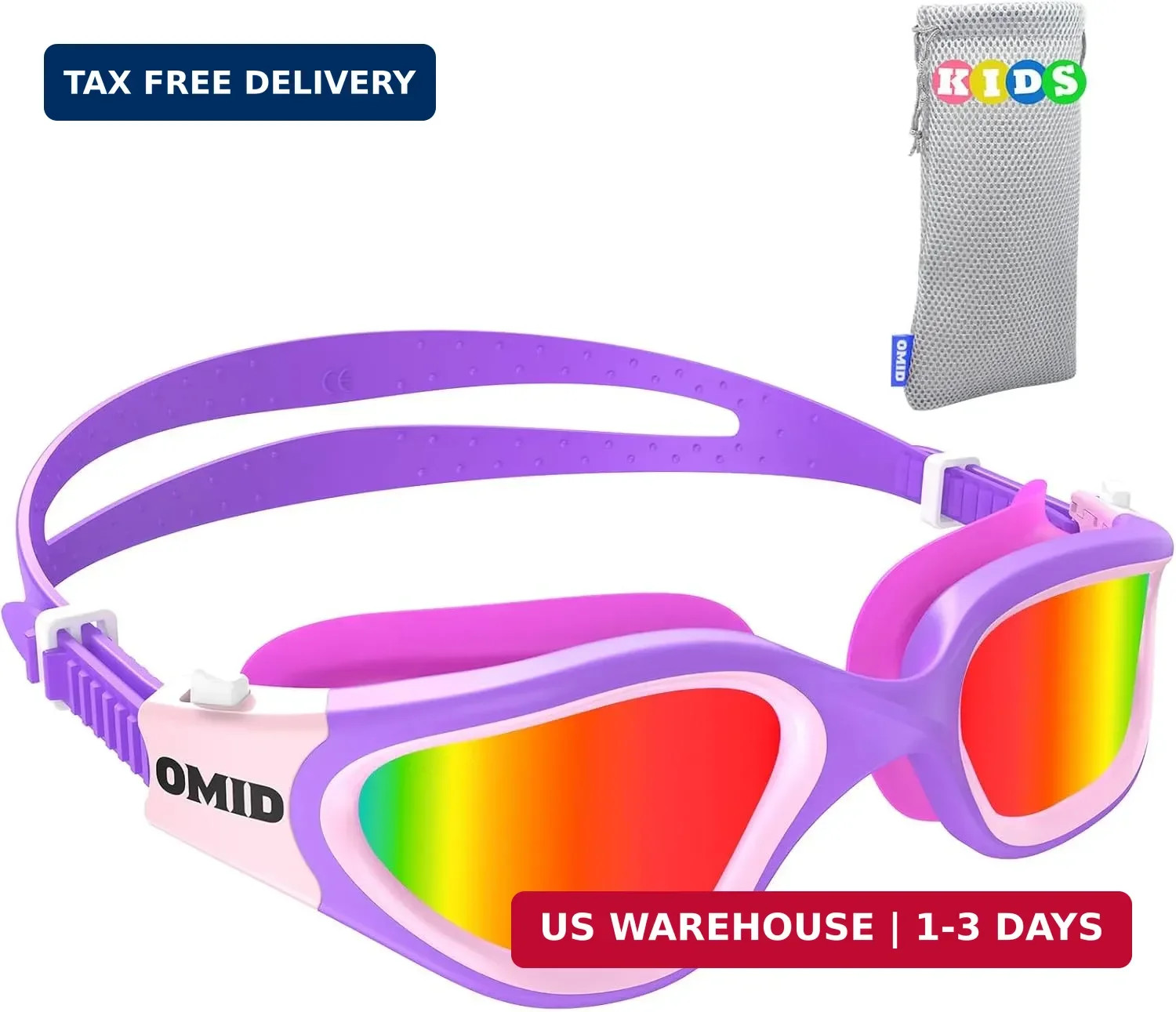 OMID Kids Swim Goggles, P2mini Lite Clear Lens Anti-Fog UV Protection Comfortabl