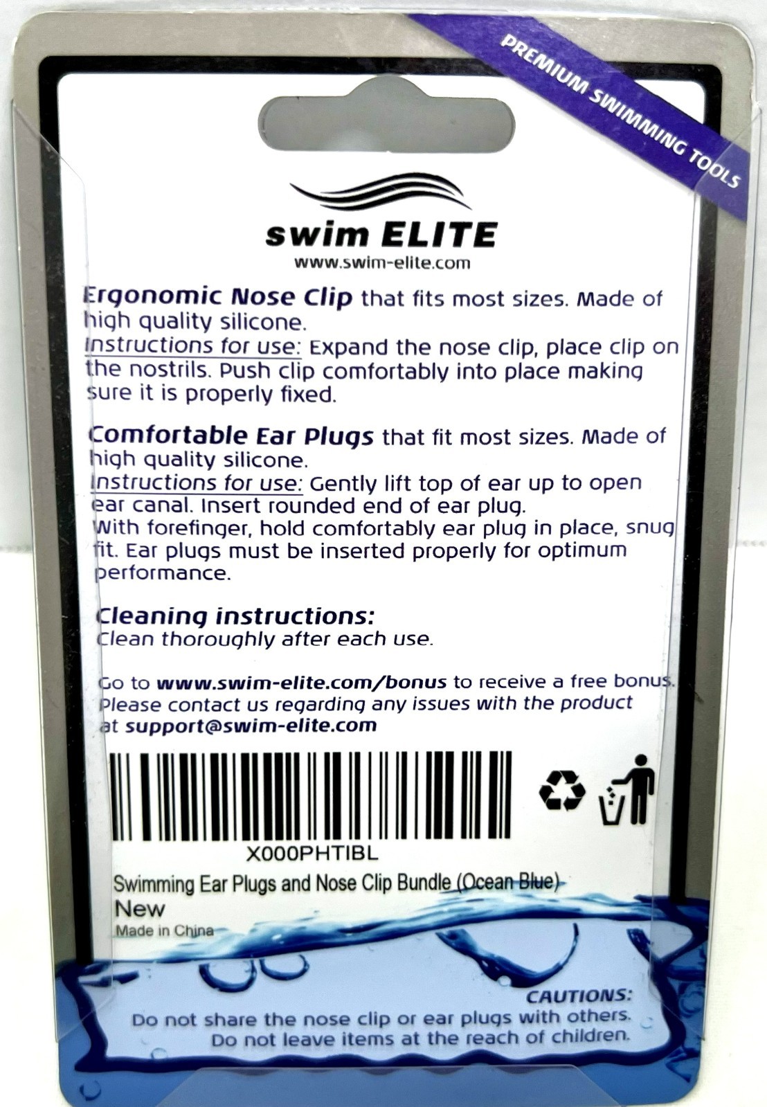 Lot Qty 10 – Adult Swimming Ear Plugs Nose Clip Set Blue – Swim Elite X000PHTIBL