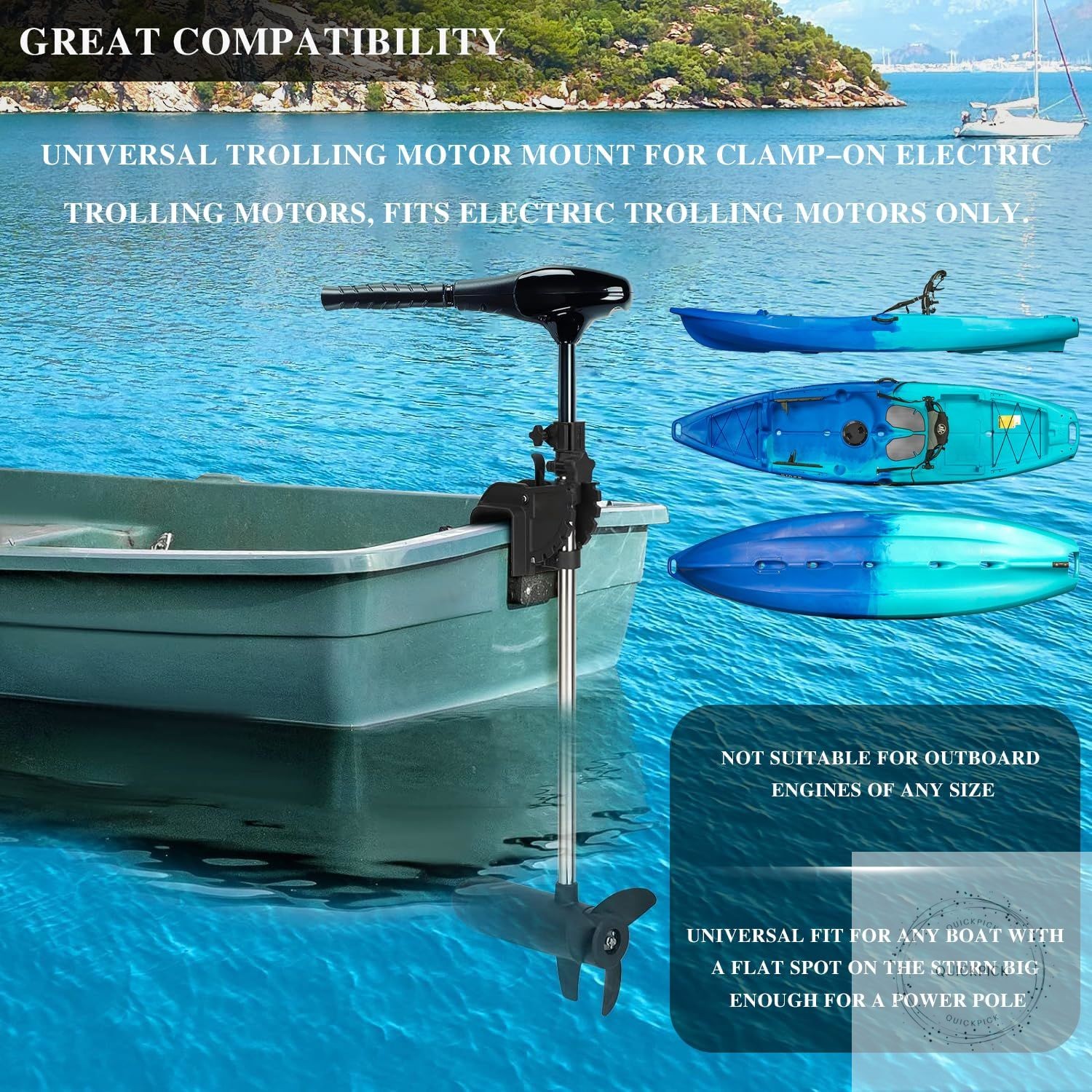 Universal Transom Trolling Motor Mount for Kayaks/Kayak Motor Mount, Universal