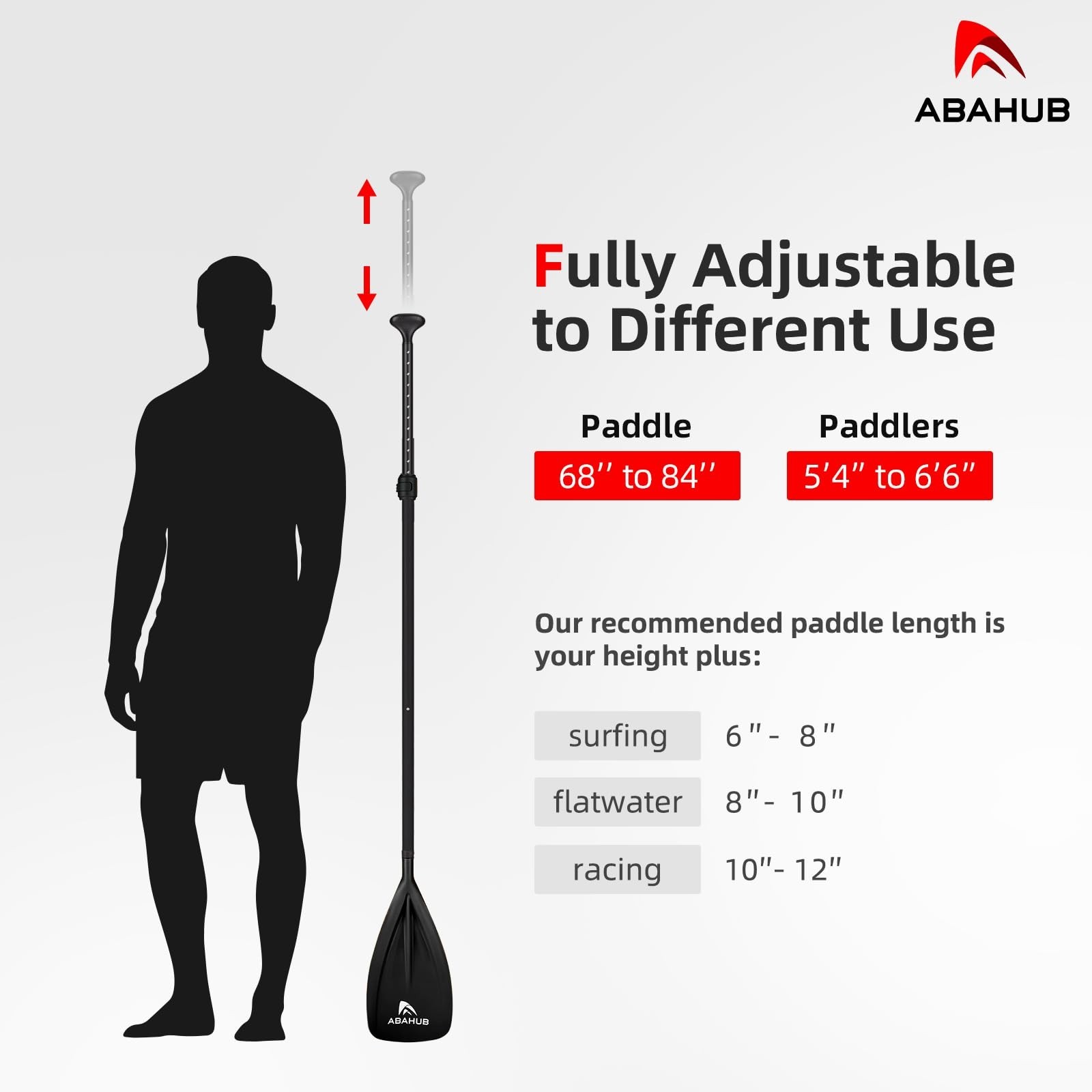 3-Piece Adjustable Stand Up Paddle 68-84″ | Lightweight Aluminum, Durable Blade,