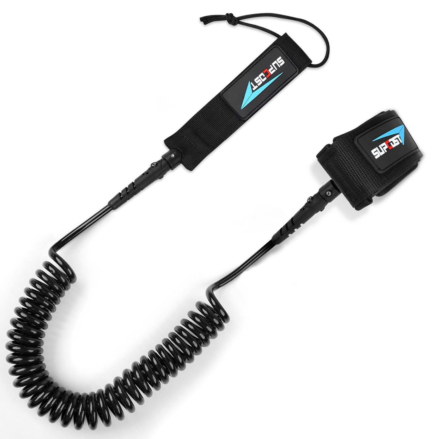 10 ft Surf Board Leash, 5.5mm/7.0mm Thick Urethane Coiled Paddle Board Leash. Co