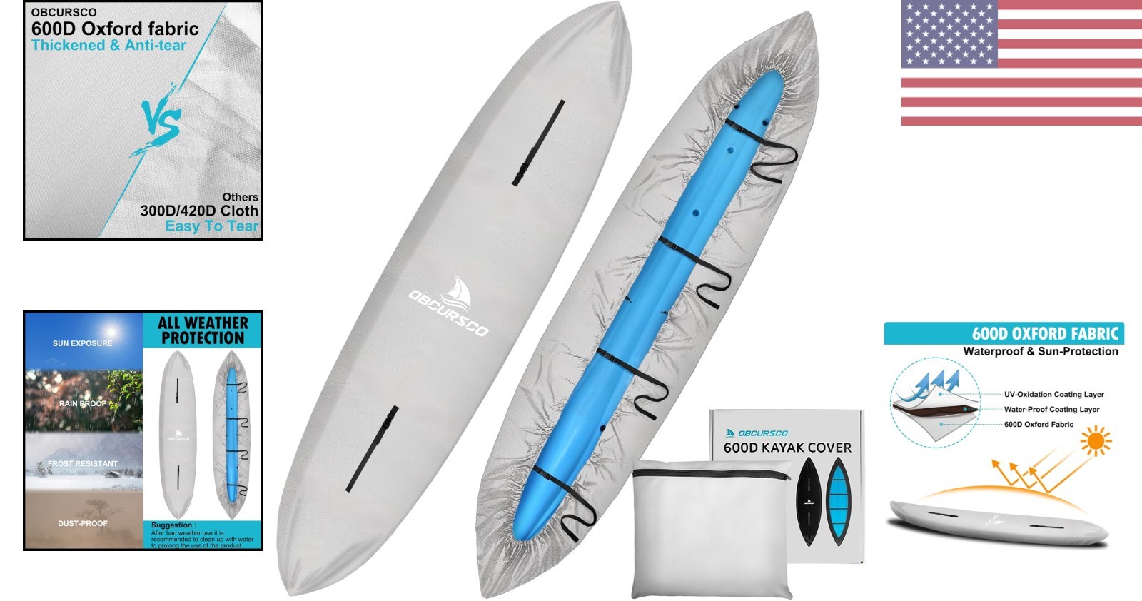 Versatile 600D Kayak Cover 10.8-12FT, Waterproof & UV-Proof for All Conditions