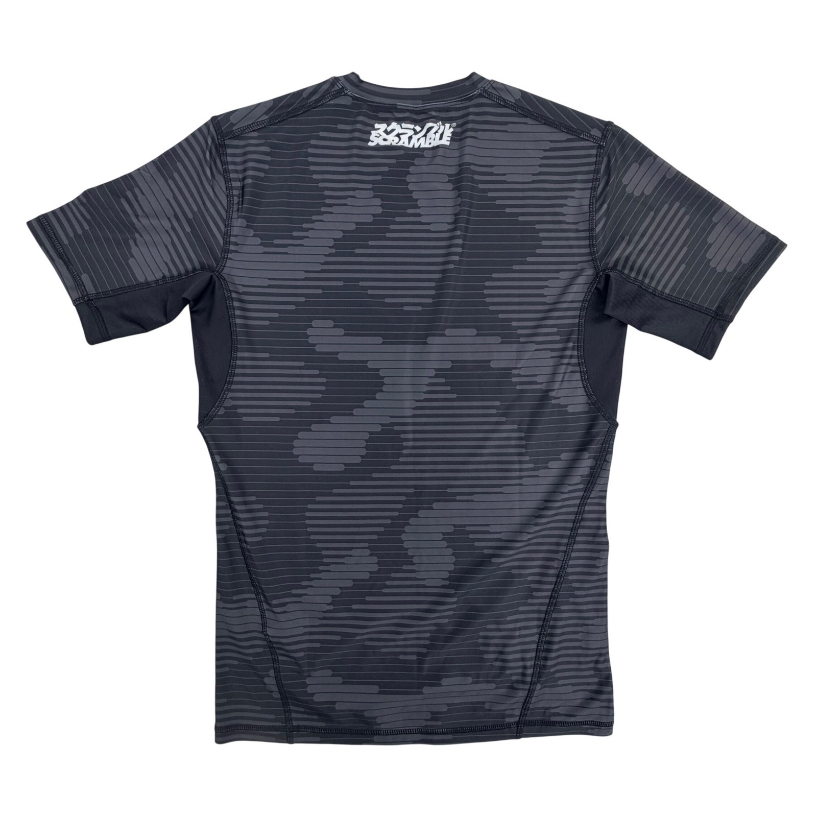 Scramble Jiu Jitsu Camo Shirt Men Medium Black Grey Rashguard Short Sleeve MMA
