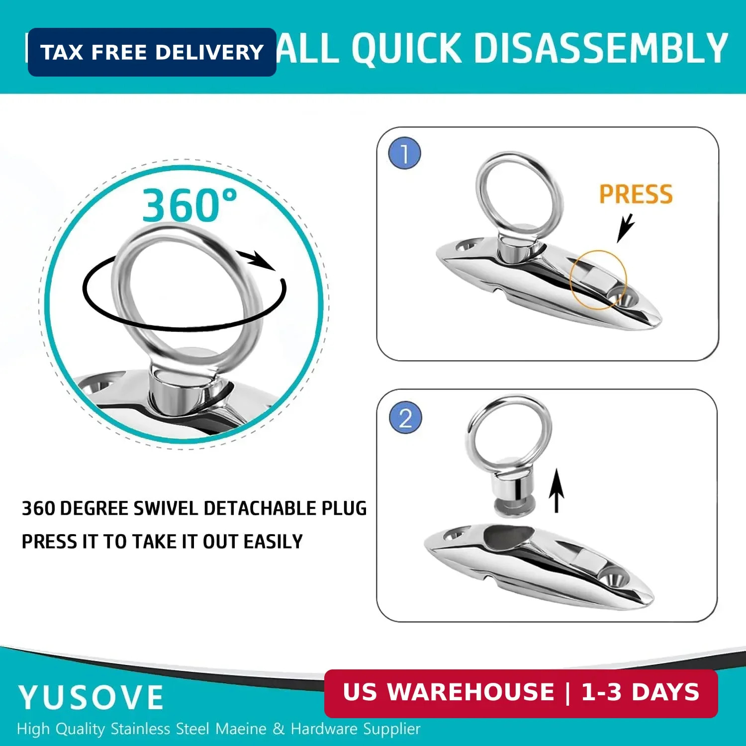 Fender Quick Release Clip 316 Stainless Steel Boat Fender Lock Kit,Boat Rail Fen