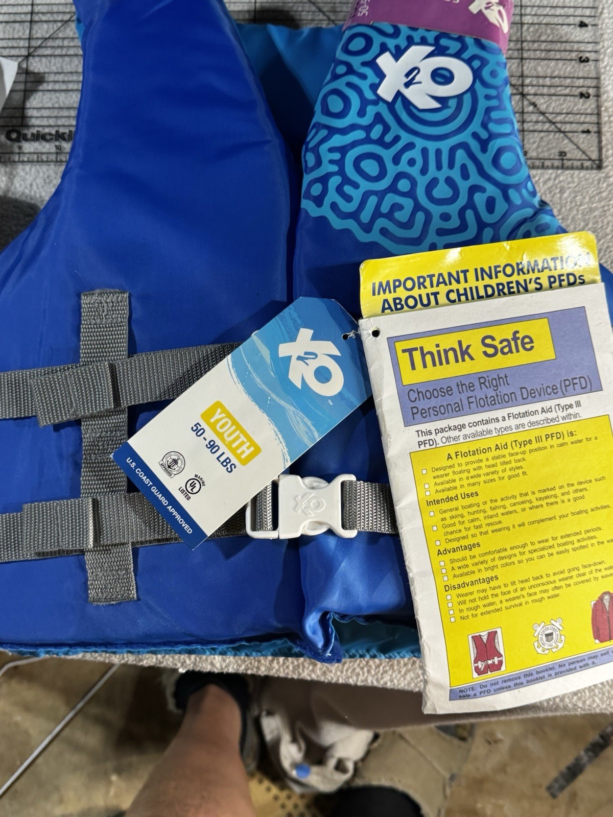 New X2O Life Jacket Universal Youth Life Vest (50 – 90 Pounds) 710 Blue Ocean
