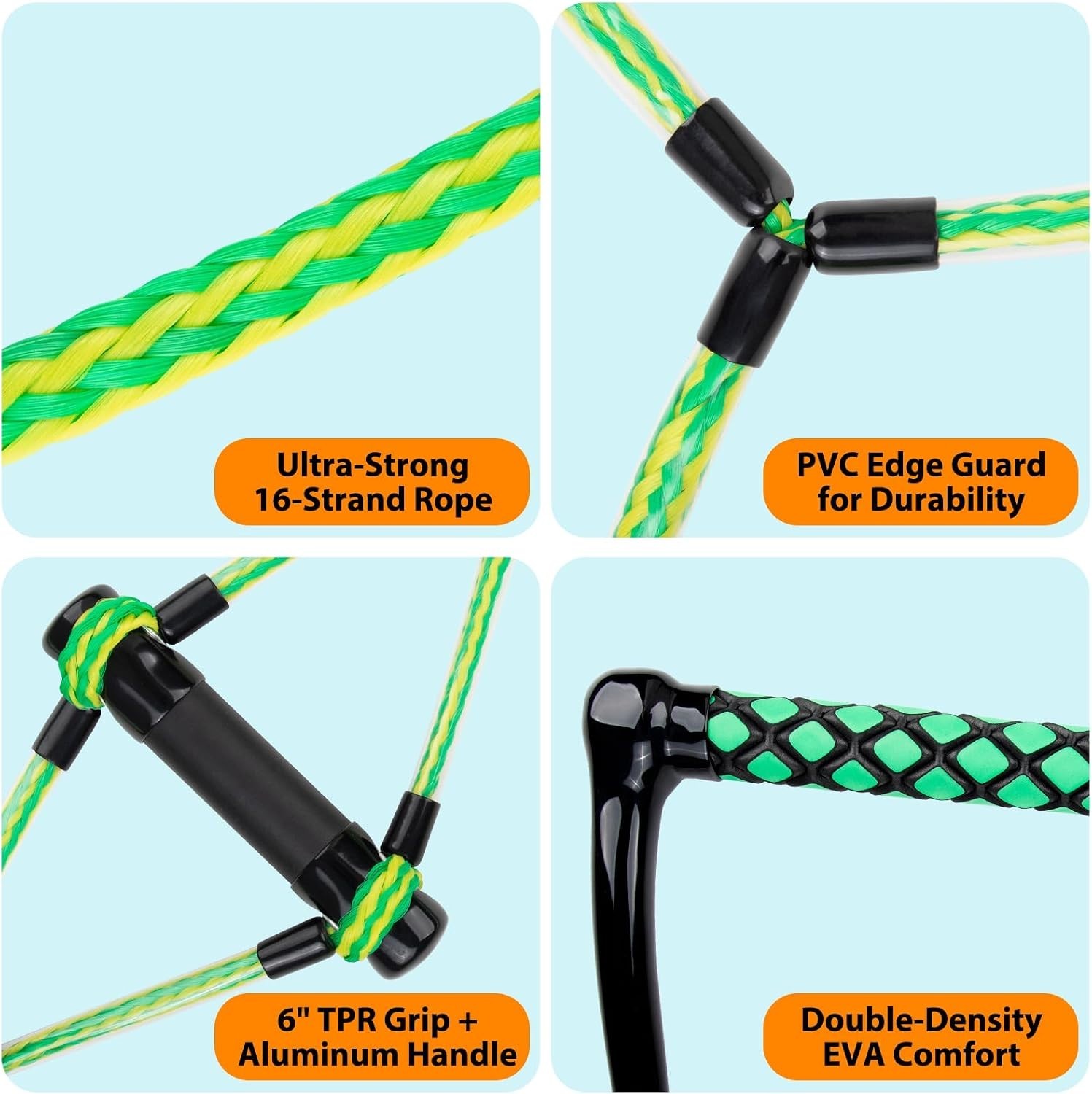 75FT Wakeboard Rope with EVA Handle – 2200 lbs Tensile Force