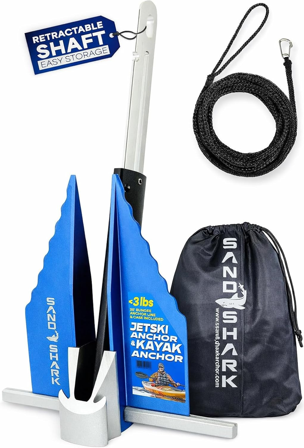 Sandshark Premium Fluke Anchor-Retractable Shaft Easy Storage-Aluminum Pontoon B