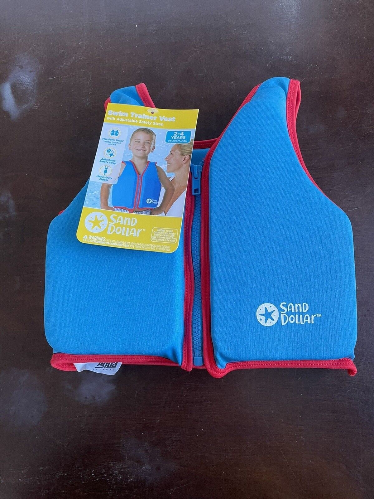 NWT Sand Dollar Swim Trainer Vest Ages 2/4YR Max 33 Pounds Blue