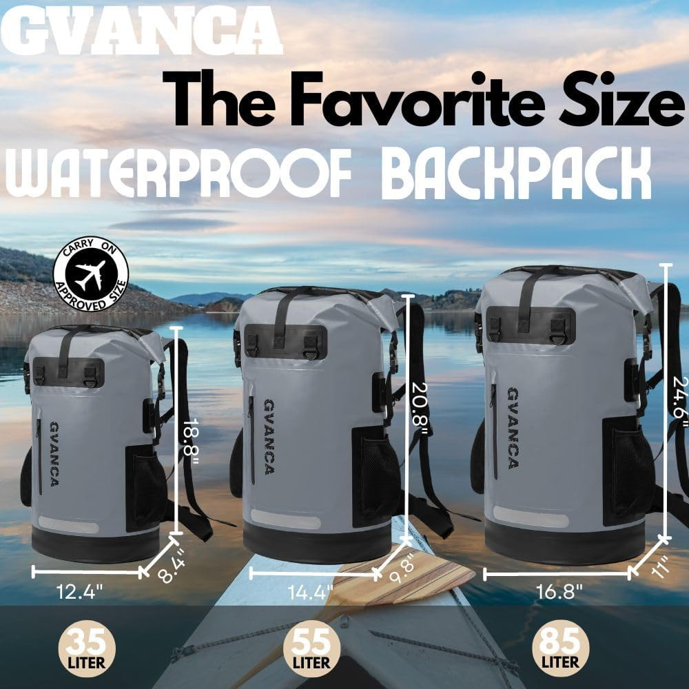 Waterproof Roll Top Kayak Dry Backpack, Floating Outdoor Dry Sack Boating Sailin