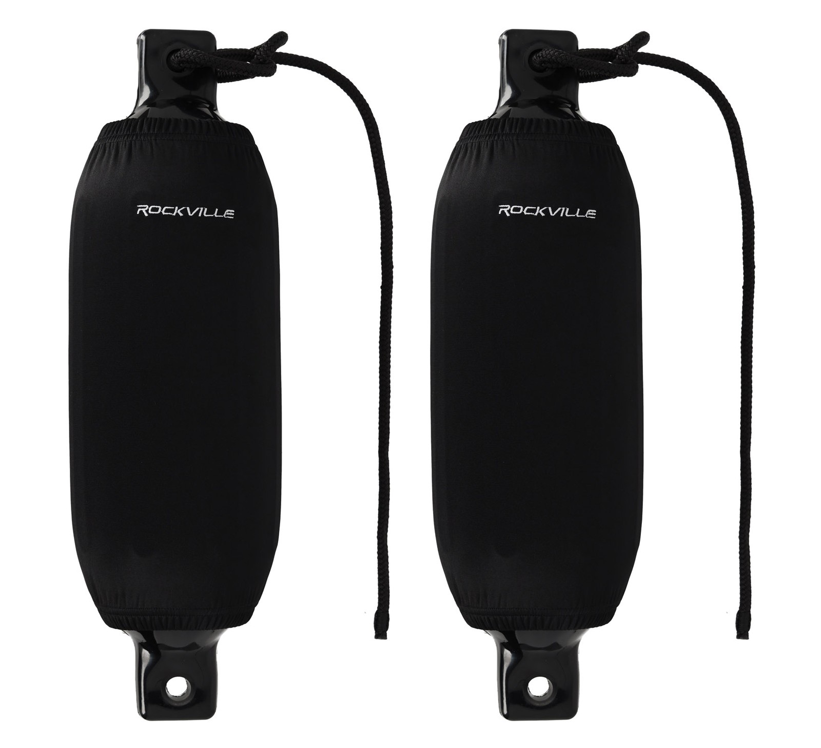 Rockville FEN265-BLACK Boat Fender Package 2 Bumpers 6.5″x23″, 2 Covers, 2 Lines