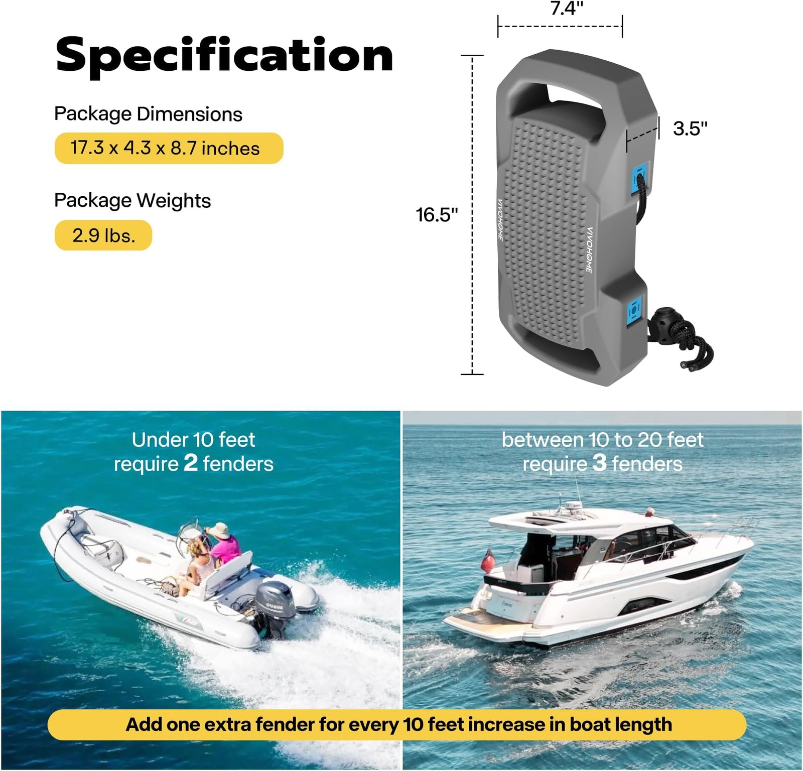 VIVOHOME EVA Boat Fenders for Docking, Boat Bumpers with Nylon Rope, and Fixe…