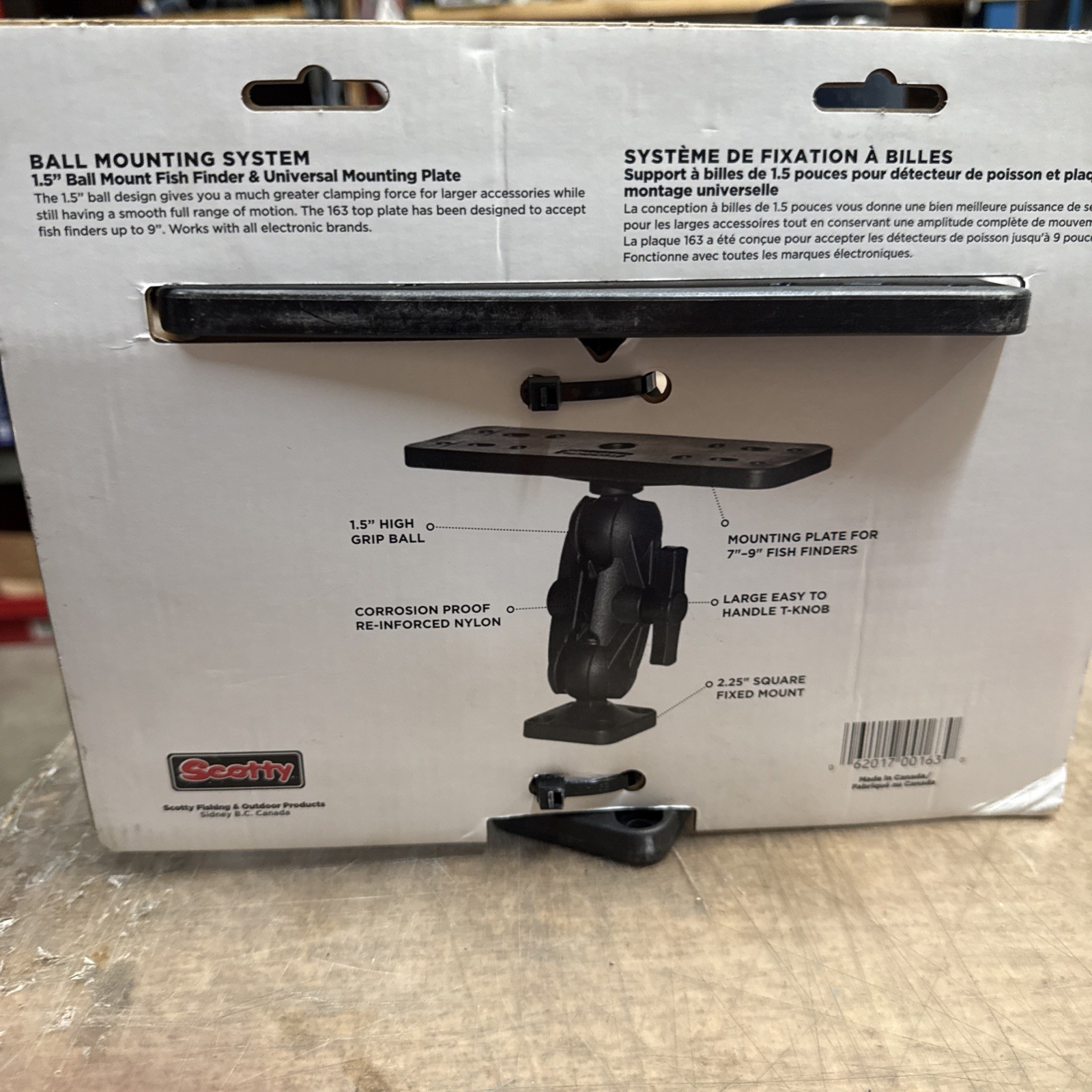 Scotty 163, 1.5″ Ball Mount with Fish Finder Universal Mounting Plate S1