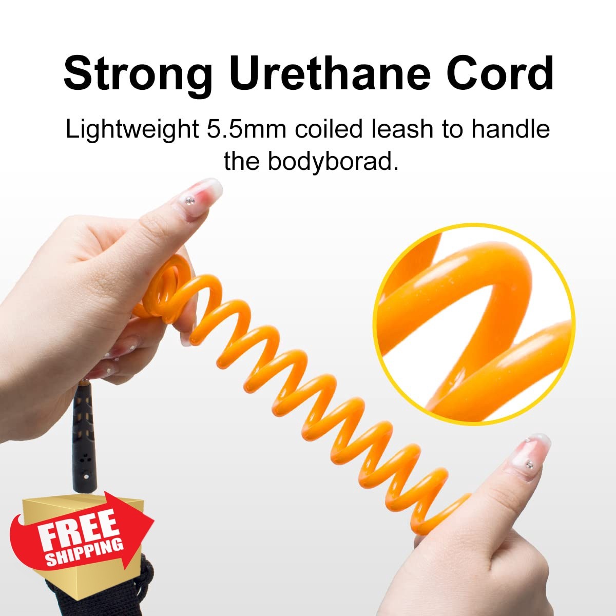 WOOWAVE Orange Bodyboard Leash Coil