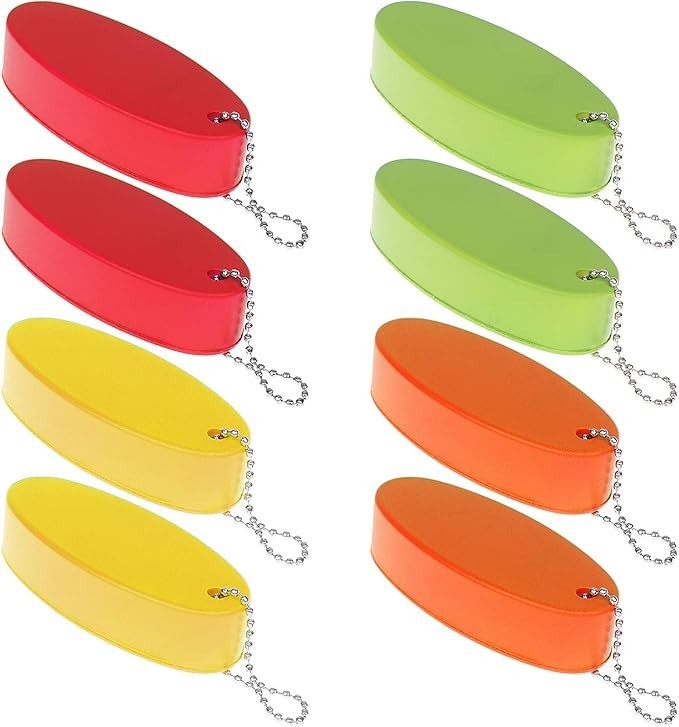 8 Pcs Floating Keychain Oval Float Key Ring for Boating Fishing Sailing