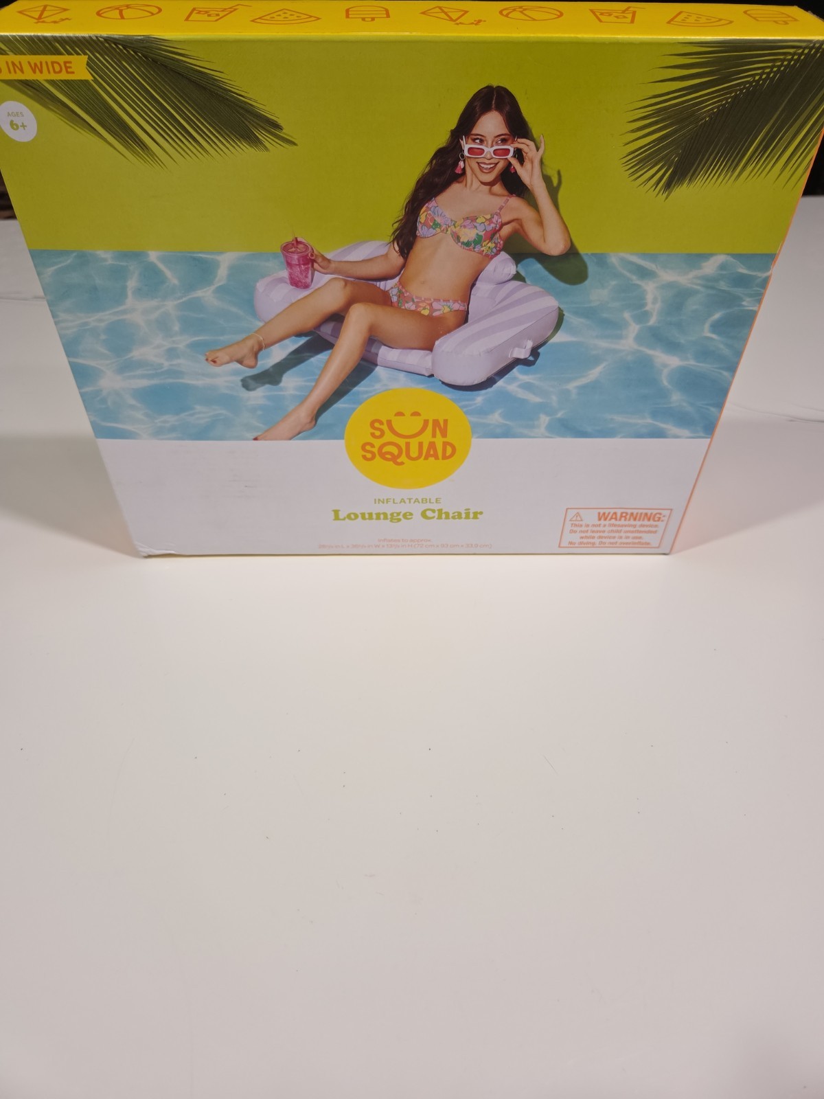 Sun Squad Inflatable Lounge Chair Swimming Pool Float Purple Stripes GYM