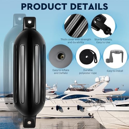 DaisyInner 4 Pack Boat Bumper for Docking Inflatable Boat Fenders with 4 Boat…