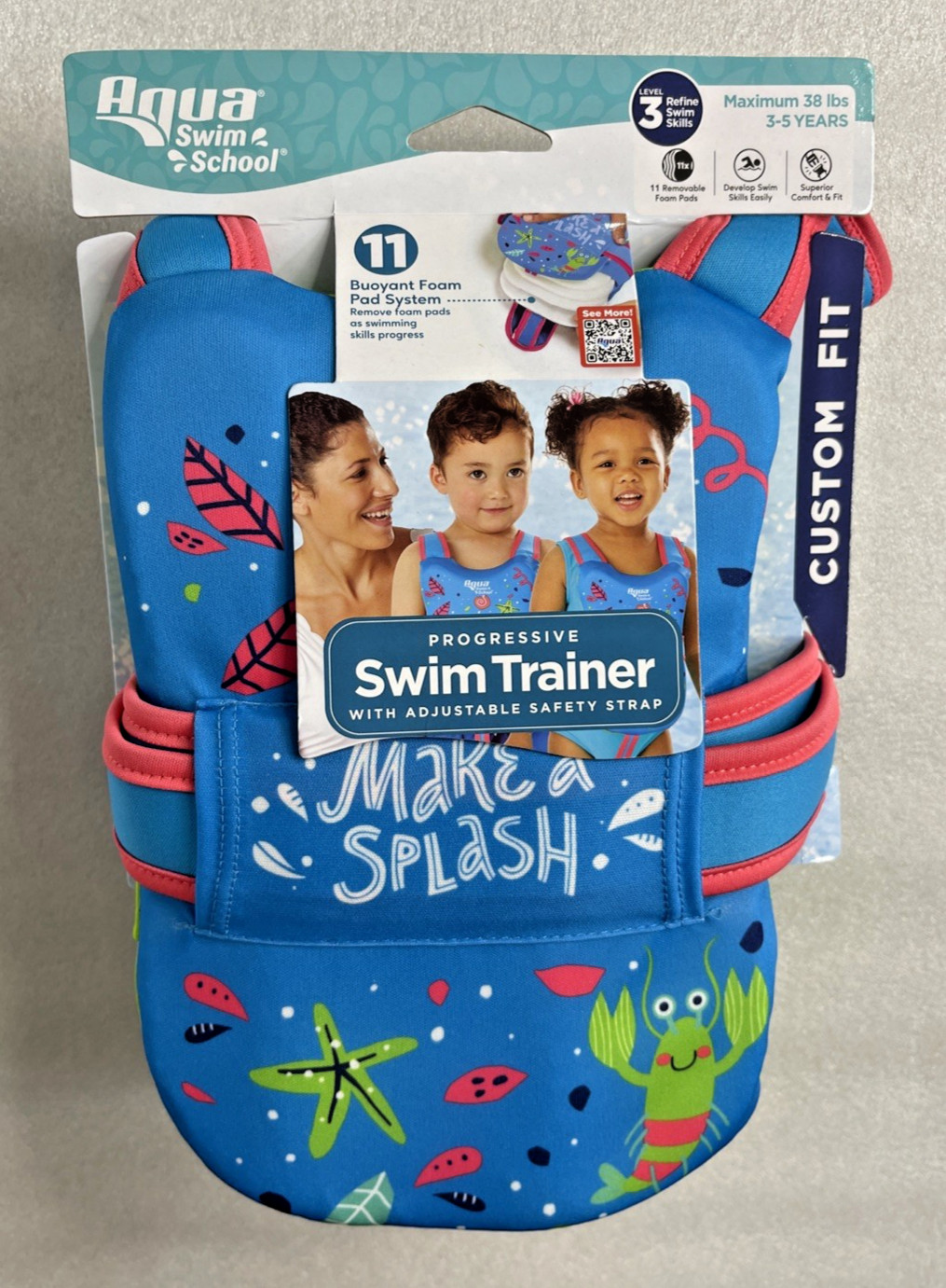 Aqua Swim School Progressive Swim Trainer w/ Adjustable Strap 3-5 Years Level 3