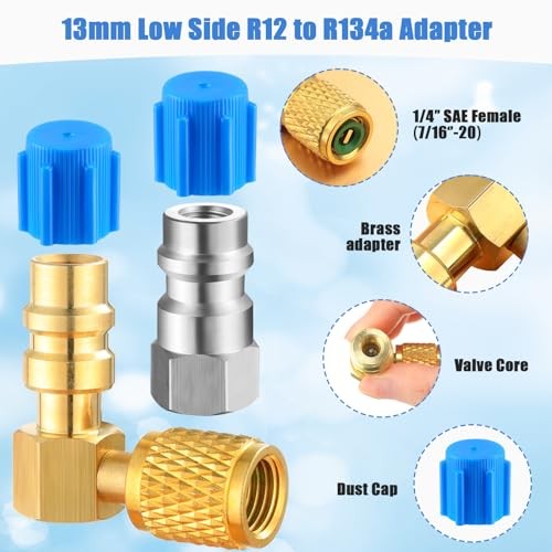 8 Pcs R12 to R134a Conversion Kit 90° High and Low Side R12 to R134a Retrofit