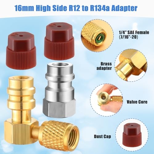 8 Pcs R12 to R134a Conversion Kit 90° High and Low Side R12 to R134a Retrofit