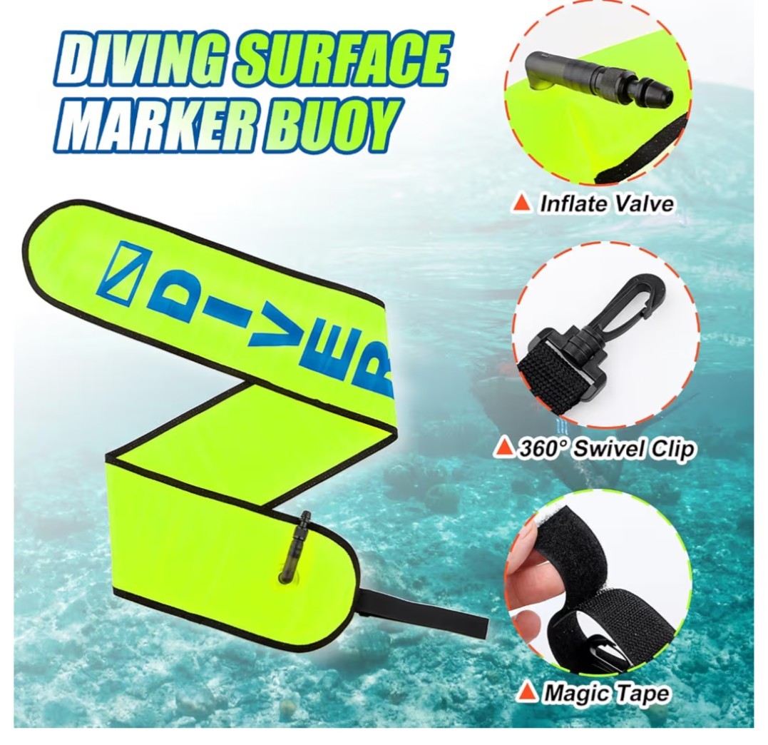 Surface Marker Buoy, 4ft Scuba Diving Surface Marker Signal Tube with Reflect…