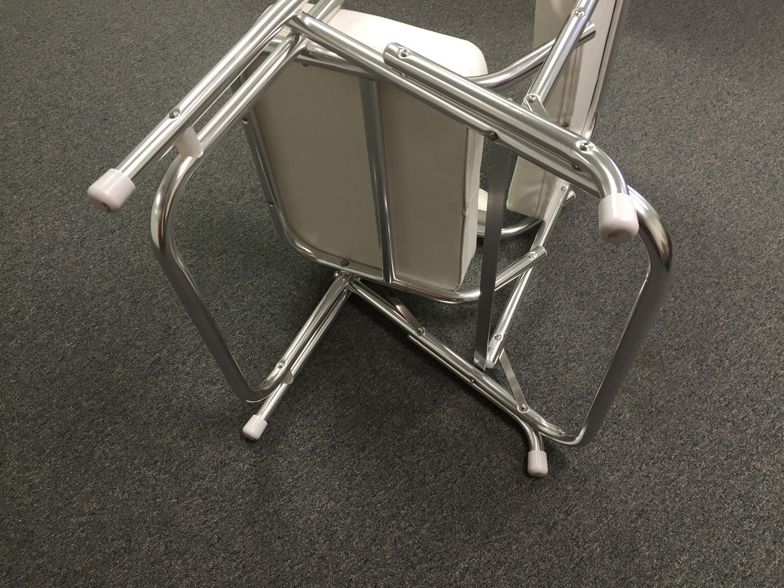 Pactrade Marine Folding Deck Chair White UV Resistant Vinyl 1″ Anodized Aluminum