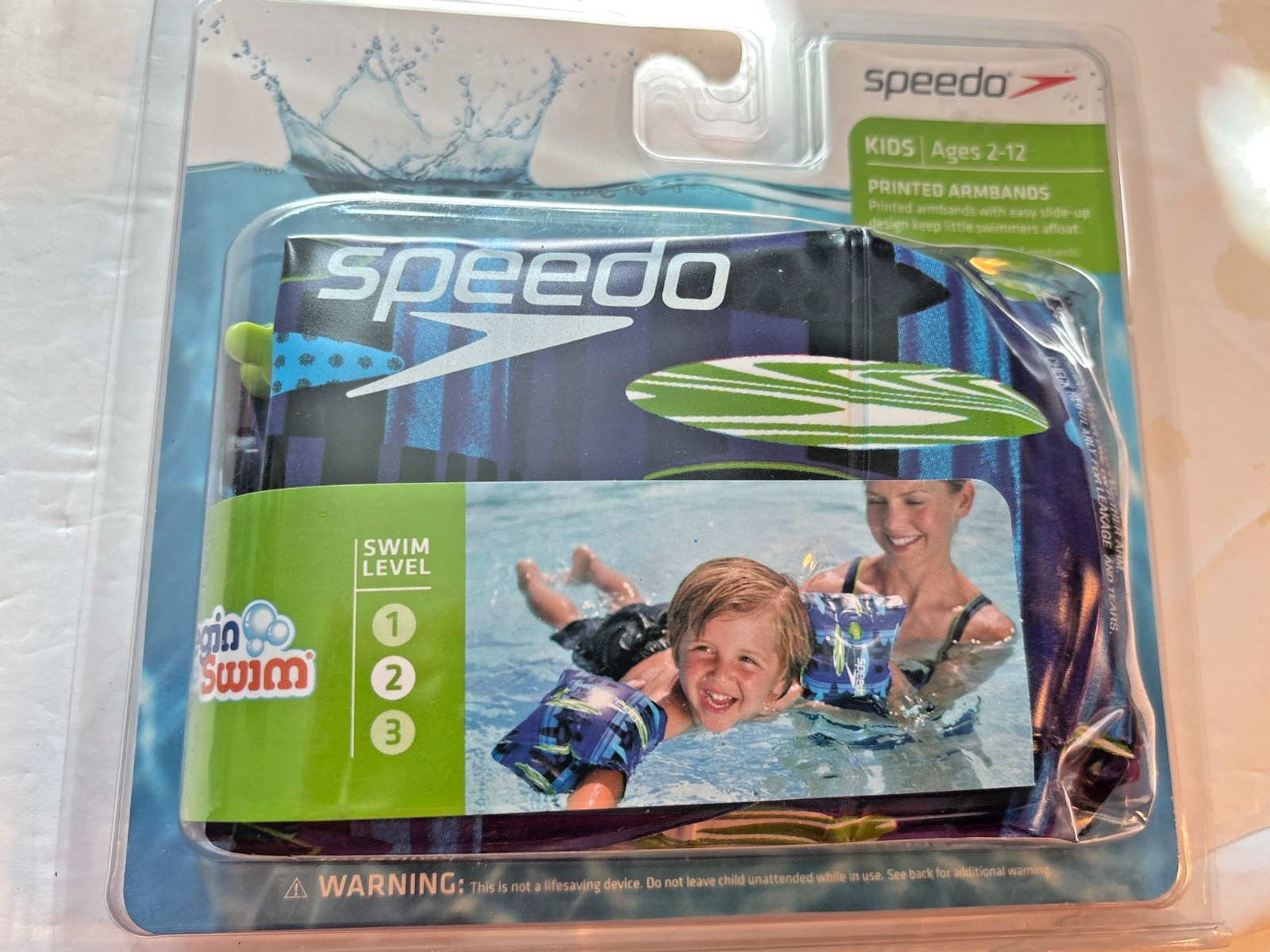 Inflatable Arm Bands Ages 2-12 Swim Level 2 Speedo Blue Fabric