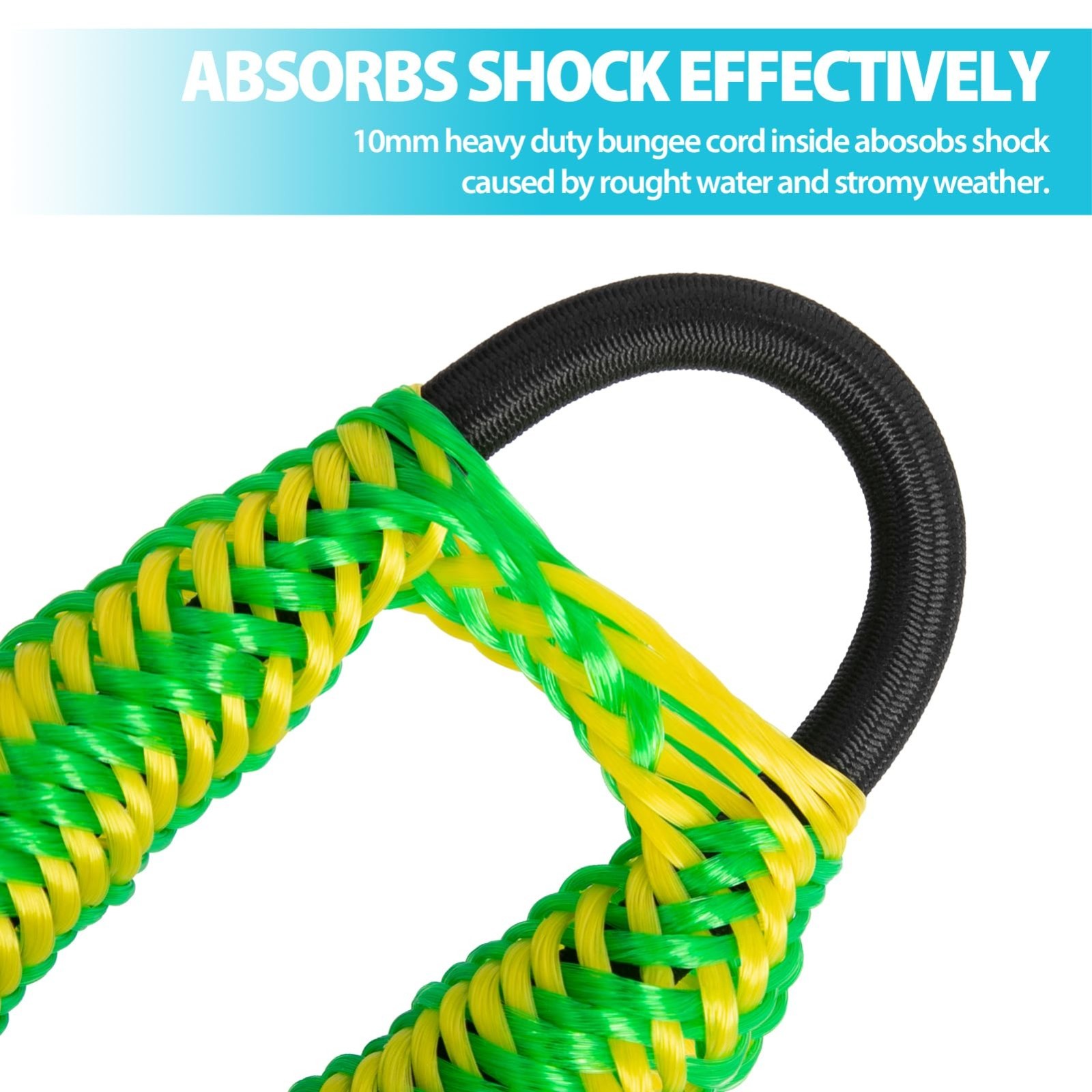 Bungee Dock Line for Jet Ski & Boat – 6-9ft Snubber Rope with Stainless Clips, 2